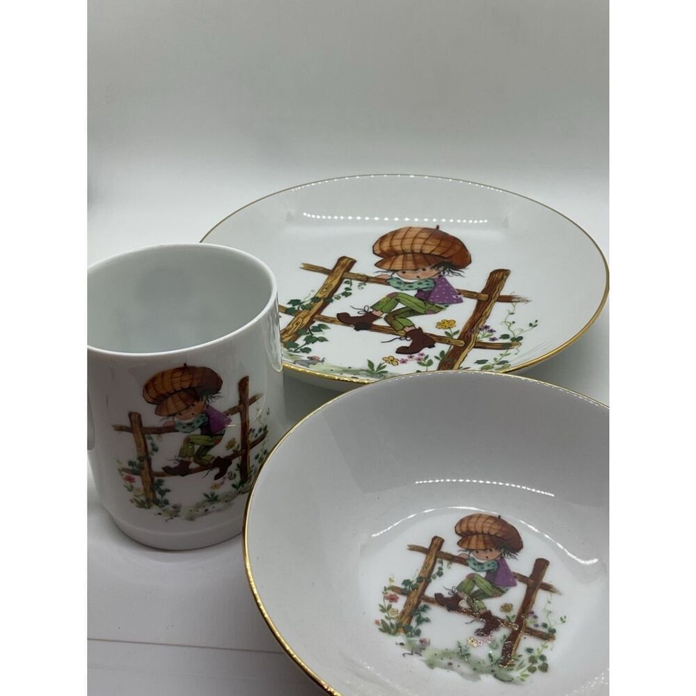 Porcelain Dinnerware Set with Child Illustration by Gisela Gottschlich